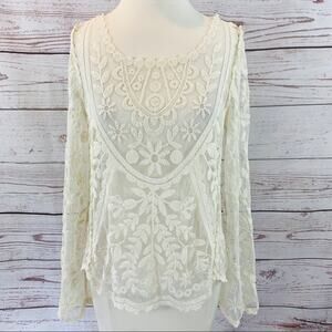 Rewind Lace long sleeve boho sheer blouse flare